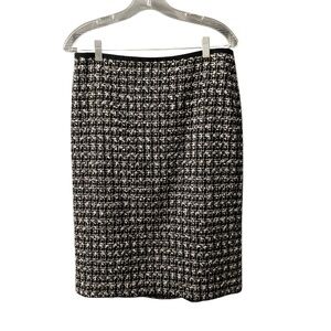 Talbots Women's Skirt Black White Houndstooth Pencil Straight Size 8 zipper